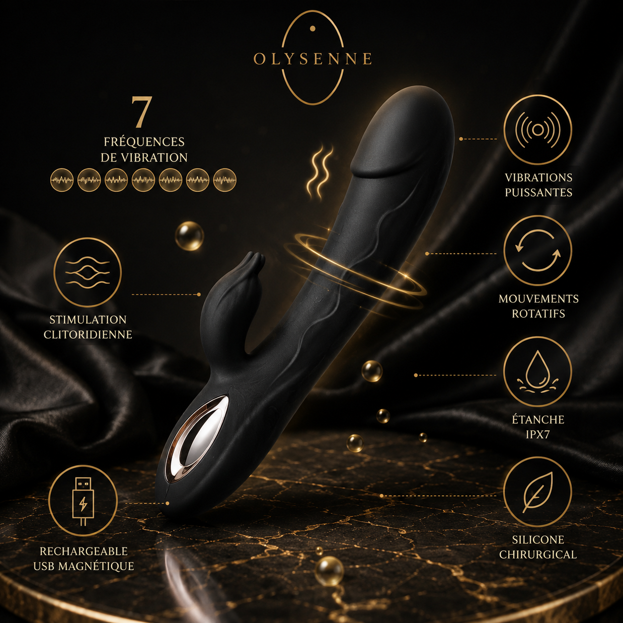 Aphrodite™ Obsidienne – Rabbit Double Stimulation