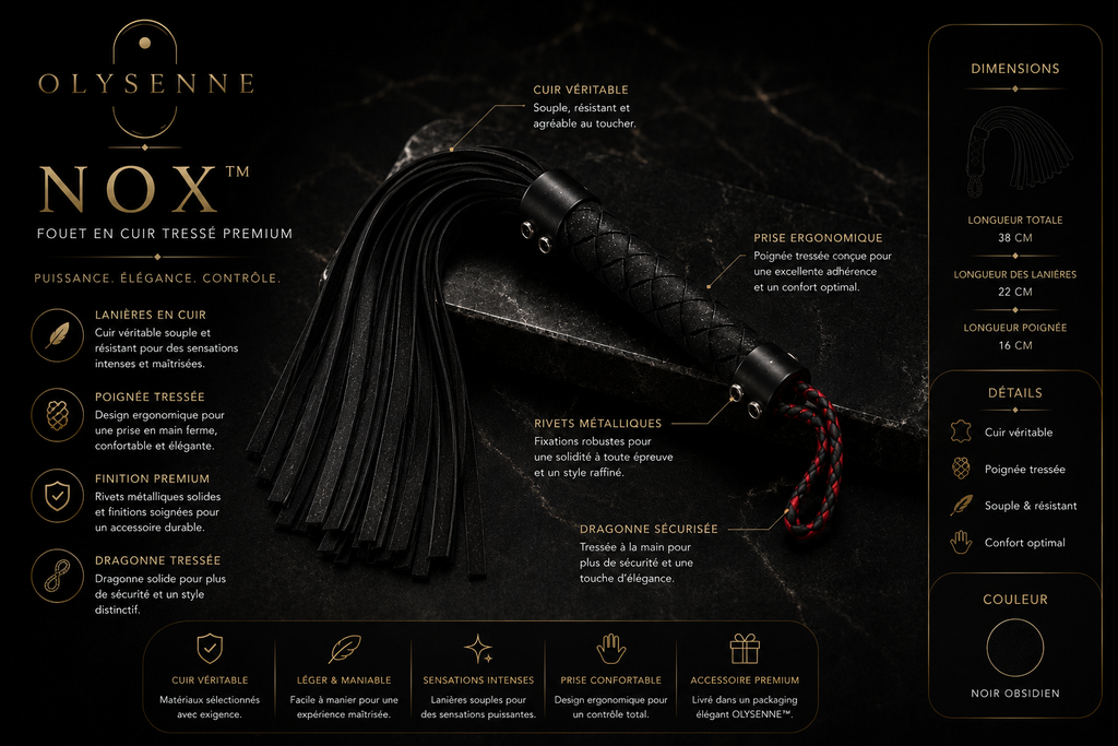 OLYSENNE NOX™ – Fouet en cuir tressé