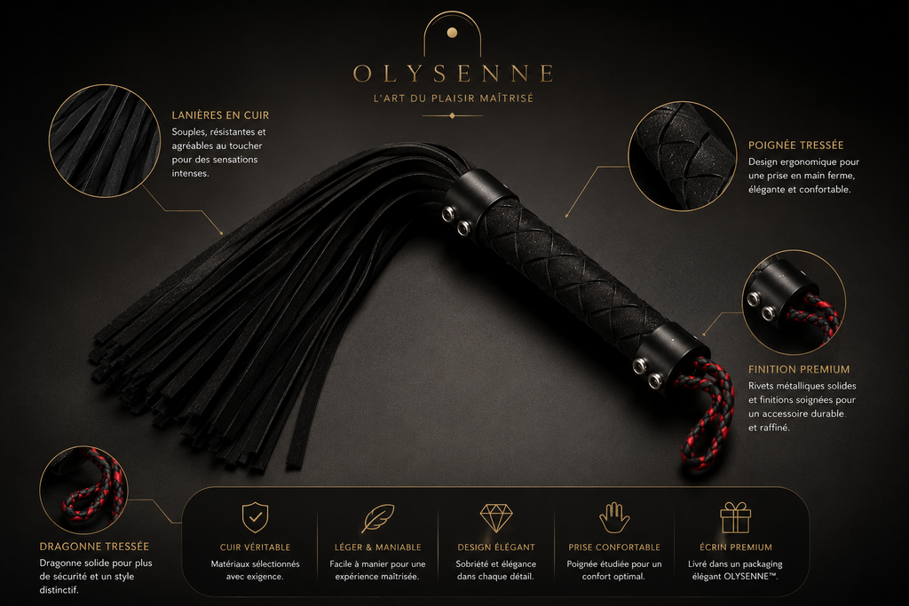 OLYSENNE NOX™ – Fouet en cuir tressé