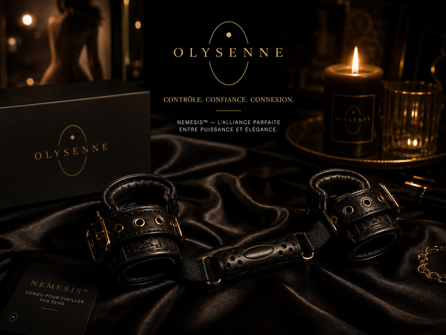 OLYSENNE - Nemesis™ - Menottes Premium en Similicuir avec Poignée Ergonomique